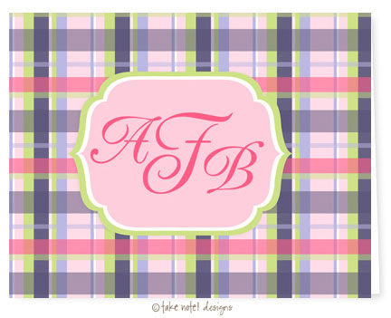 Take Note Designs - Stationery/Thank You Notes (Madras Plaid Purple Tag)