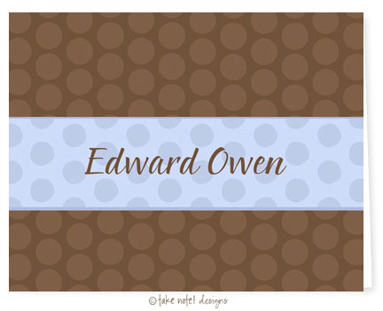 Take Note Designs - Stationery/Thank You Notes (Blue Polka Band Edward Owen)