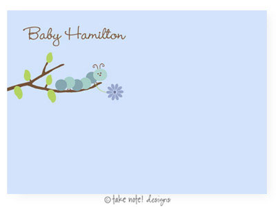 Take Note Designs - Stationery/Thank You Notes (Blue Flower Caterpillar) Take Note Designs - Stationery/Thank You Notes (Blue Flower Caterpillar)