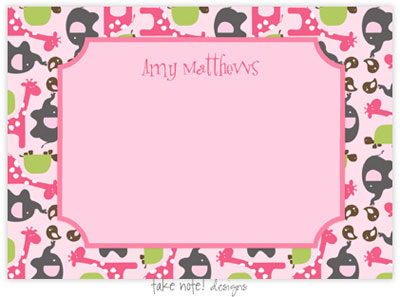 Take Note Designs - Stationery/Thank You Notes (Pink Animal Print)