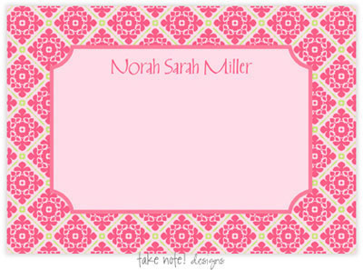 Take Note Designs - Stationery/Thank You Notes (Pink and Green Grid)