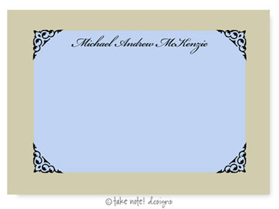 Take Note Designs - Stationery/Thank You Notes (Blue with Tan Frame)