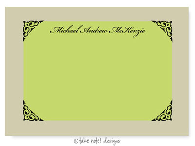 Take Note Designs - Stationery/Thank You Notes (Green with Tan Frame)