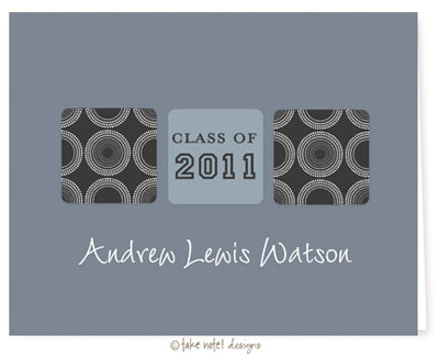 Take Note Designs - Stationery/Thank You Notes (Charcoal Circle Blue Graduation)