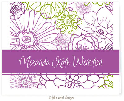Take Note Designs - Stationery/Thank You Notes (Spring Floral Purple Overlay Graduation)