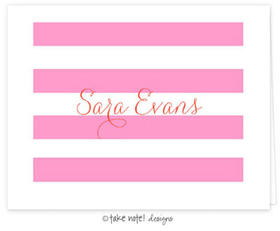 Take Note Designs - Stationery/Thank You Notes (Preppy Pink Stripes)