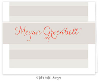 Take Note Designs - Stationery/Thank You Notes (Tan Stripes with White)