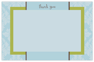 Take Note Designs - Stationery/Thank You Notes (Blue Wallpaper Green Frame Note)