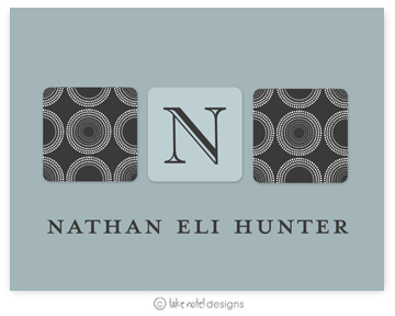 Take Note Designs - Stationery/Thank You Notes (Dark Grey Cube Initial on Blue Graduation)