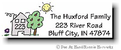 Pen At Hand Stick Figures - Address Label #3 (Color)