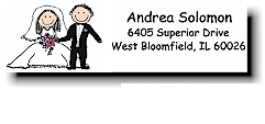 Pen At Hand Stick Figures - Address Label (Bride & Groom - full color)