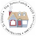 Pen At Hand Stick Figures - Round Labels (Family House)
