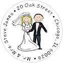 Pen At Hand Stick Figures - Round Labels (Wedding)