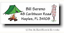 Pen At Hand Stick Figures - Address Label (Camping)