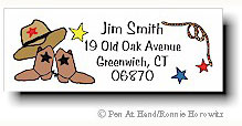 Pen At Hand Stick Figures - Theme Labels (Cowboy)