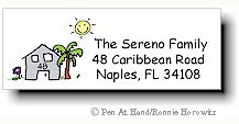 Pen At Hand Stick Figures - Theme Labels (House-Palm Tree)