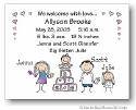 Pen At Hand Stick Figures Birth Announcements - Family Blocks (color)