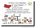 Pen At Hand Stick Figures Birth Announcements - Football Team (color)