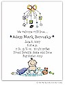 Pen At Hand Stick Figures Birth Announcements - Mobile - Boy