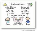 Pen At Hand Stick Figures Birth Announcements - Twins Carriage (color)