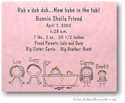 Pen At Hand Stick Figures - Birth Announcements - Bathtub (b/w)