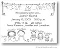 Pen At Hand Stick Figures - Birth Announcements - Clothesline (b/w)