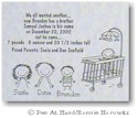 Pen At Hand Stick Figures - Birth Announcements - Crib (b/w)
