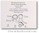 Pen At Hand Stick Figures - Birth Announcements - Family #1 (b/w)