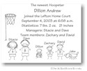 Pen At Hand Stick Figures - Birth Announcements - Hoops (b/w)