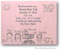 Pen At Hand Stick Figures - Birth Announcements - Family #2 (b/w)