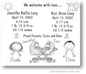 Pen At Hand Stick Figures - Birth Announcements - Twins Carriage (b/w)