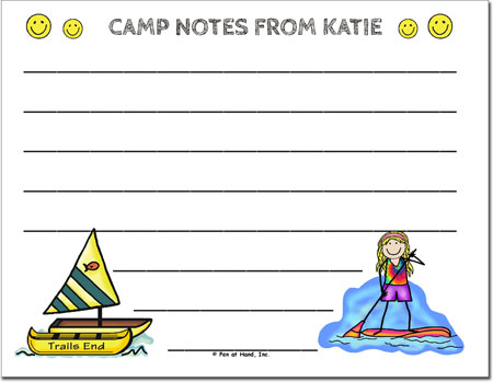 Pen At Hand Stick Figures - Camp Postcards (Paddle Boarding (Girl) - Full Color)
