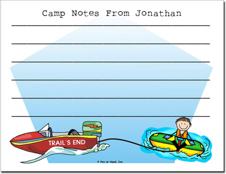 Pen At Hand Stick Figures - Camp Postcards (Tubing (Boy) - Lined - Full Color)
