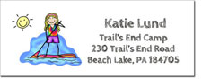 Pen At Hand Stick Figures - Address Label (Paddle Boarding (Girl) - Full Color)