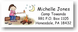 Pen At Hand Stick Figures - Address Label (Campfire Girl - Full Color)