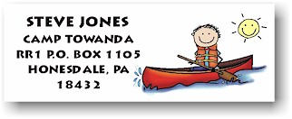 Pen At Hand Stick Figures - Address Label (Canoe Boy - Full Color)