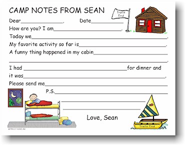 Pen At Hand Stick Figures - Camp Fill-in Postcards (Bunk Boy)