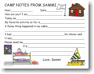 Pen At Hand Stick Figures - Camp Fill-in Postcards (Bunk Girl)