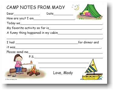 Pen At Hand Stick Figures - Camp Fill-in Postcards (Campfire Girl)