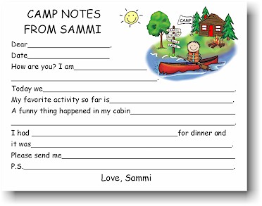 Pen At Hand Stick Figures - Camp Fill-in Postcards (Canoe Boy)