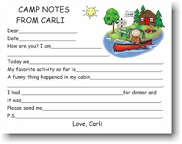 Pen At Hand Stick Figures - Camp Fill-in Postcards (Canoe Girl)