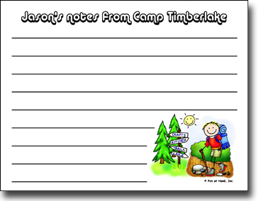 Pen At Hand Stick Figures - Camp Postcards (Hiker - Boy)