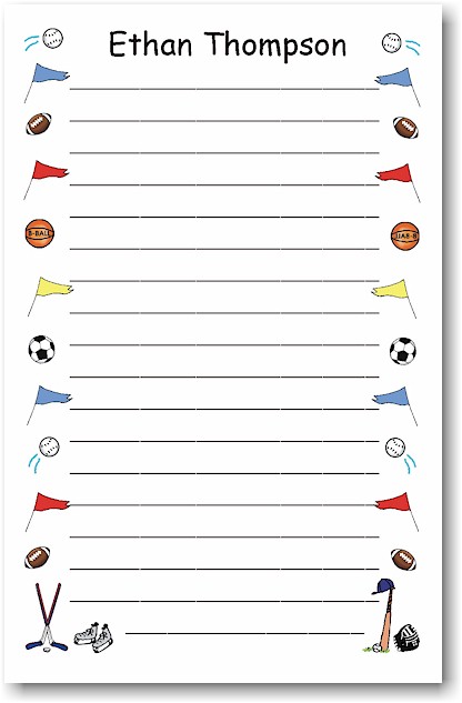 Pen At Hand Stick Figures - Large Full Color Notepads (Color Sports Border)