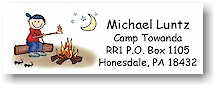 Pen At Hand Stick Figures - Address Label (Campfire Boy - Full Color)