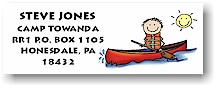 Pen At Hand Stick Figures - Address Label (Canoe Boy - Full Color)