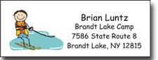 Pen At Hand Stick Figures - Address Label (Waterskier Boy - Full Color)