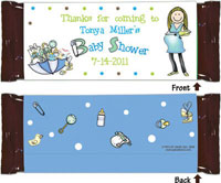 Pen At Hand Stick Figure Candy Wrappers - Baby Shower (Boy)