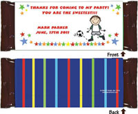 Pen At Hand Stick Figure Candy Wrappers - Create-Your-Own (Boy)