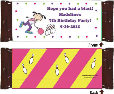 Pen At Hand Stick Figure Candy Wrappers - Bowling (Girl)