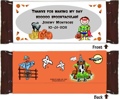 Pen At Hand Stick Figure Candy Wrappers - Halloween (Boy)